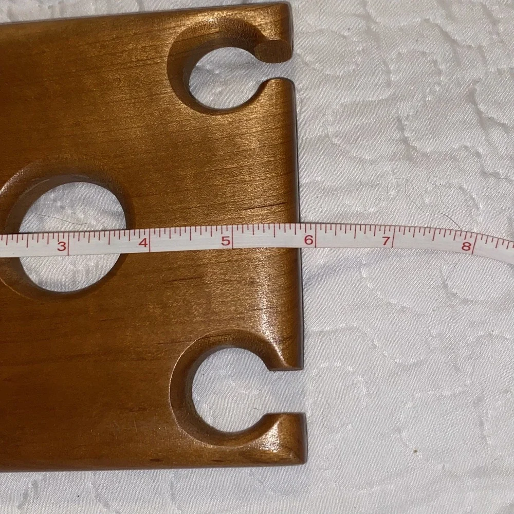 Solid Wood Wine Glass Bottle Holder Over‎ Bottle Stemware  Holds 4 Glasses VTG